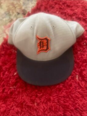 Gray and Navy Baseball Cap with Orange Logo
